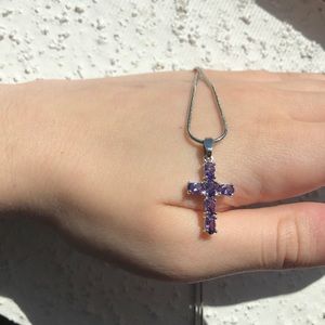 Purple Cross Necklace